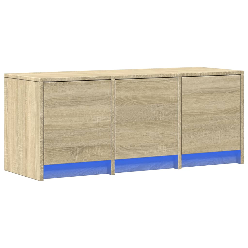 sonoma tölgy színű szerelt fa TV-szekrény LED-del 97x34x40 cm