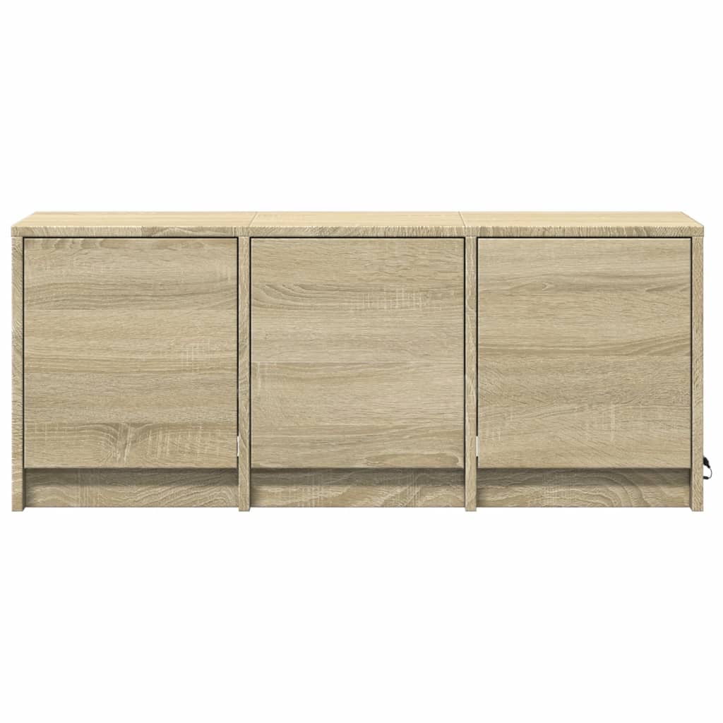 sonoma tölgy színű szerelt fa TV-szekrény LED-del 97x34x40 cm