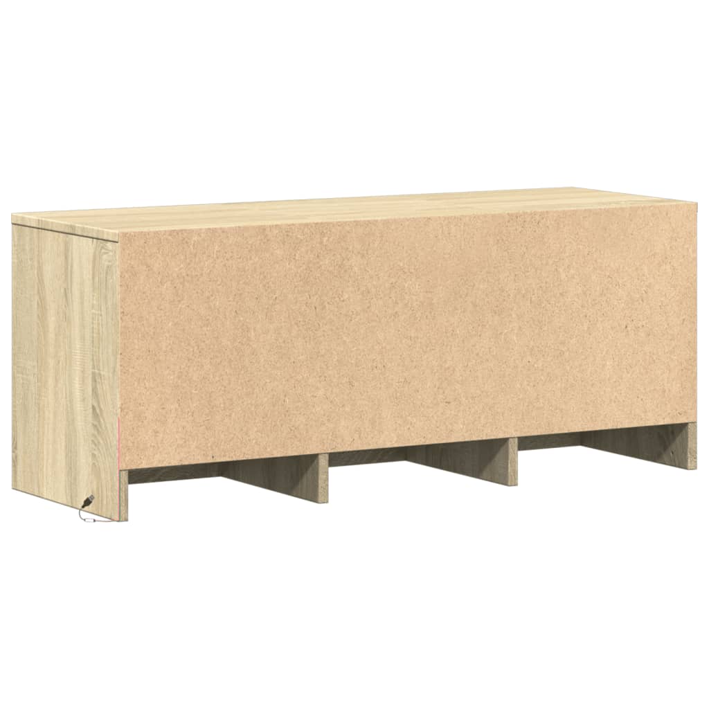 sonoma tölgy színű szerelt fa TV-szekrény LED-del 97x34x40 cm