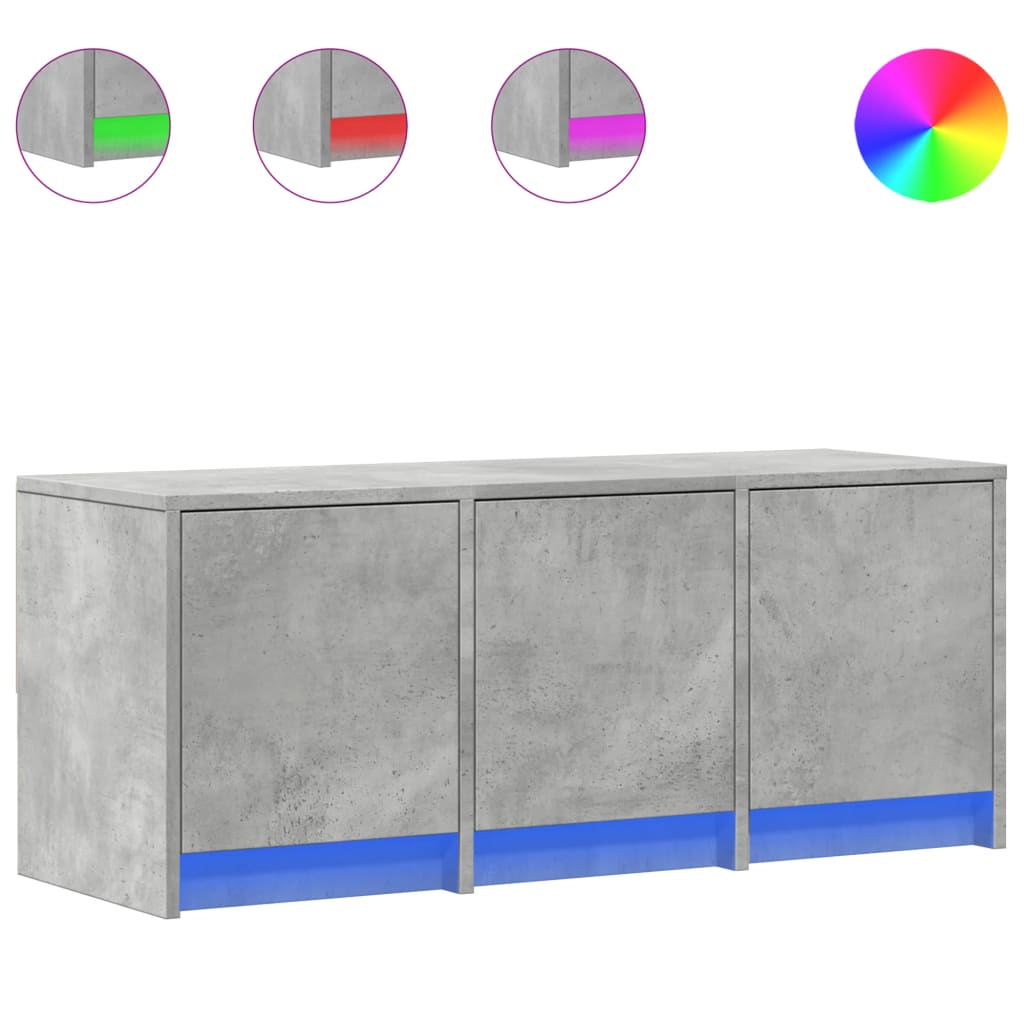 betonszürke szerelt fa TV-szekrény LED-ekkel 97 x 34 x 40 cm