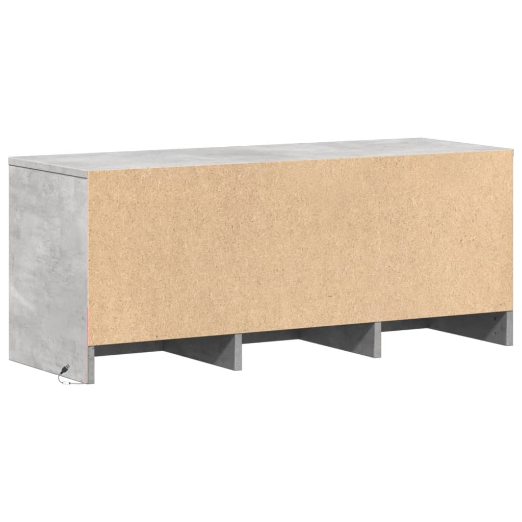 betonszürke szerelt fa TV-szekrény LED-ekkel 97 x 34 x 40 cm