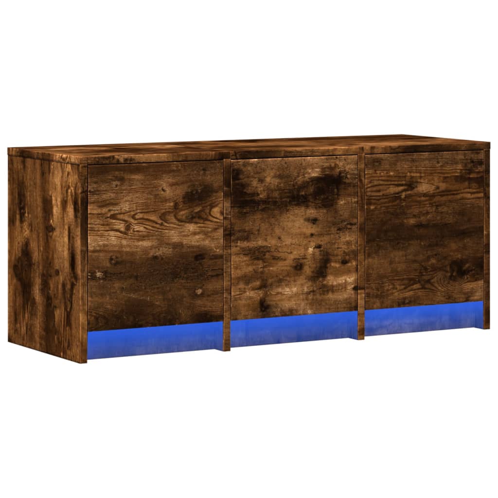 füstös tölgy színű szerelt fa TV-szekrény LED-del 97x34x40 cm