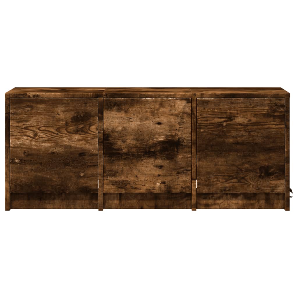 füstös tölgy színű szerelt fa TV-szekrény LED-del 97x34x40 cm