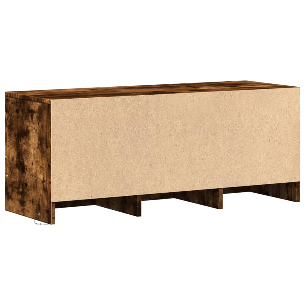 füstös tölgy színű szerelt fa TV-szekrény LED-del 97x34x40 cm