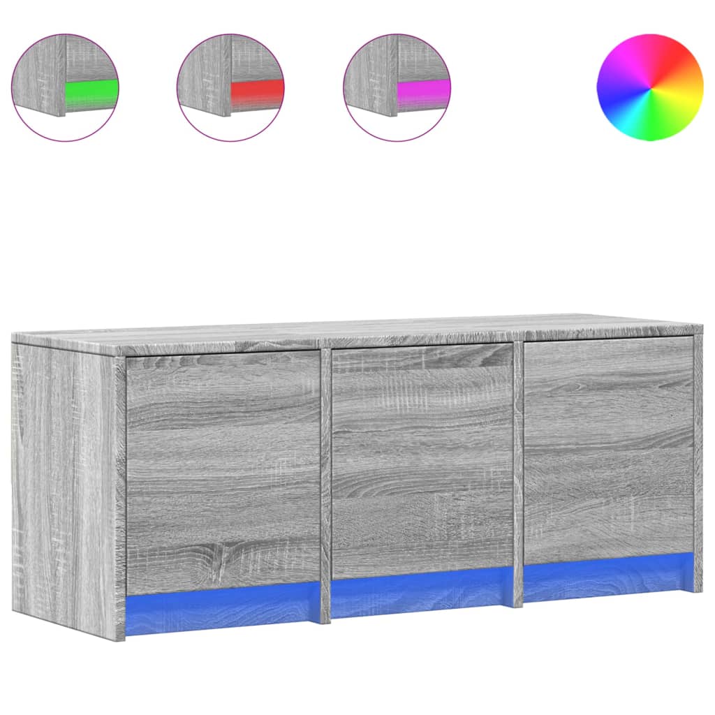 szürke sonoma színű szerelt fa TV-szekrény LED-del 97x34x40 cm