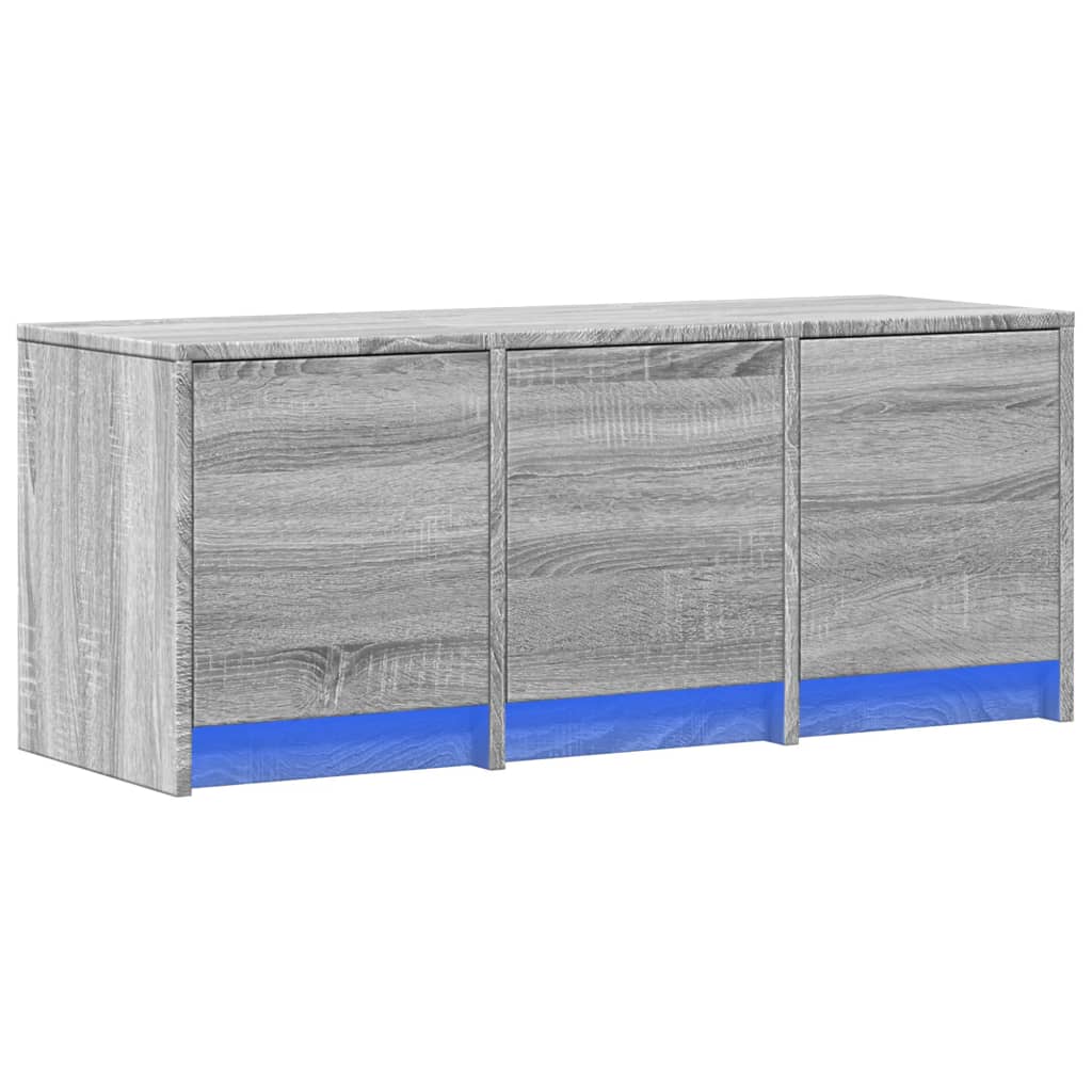 szürke sonoma színű szerelt fa TV-szekrény LED-del 97x34x40 cm