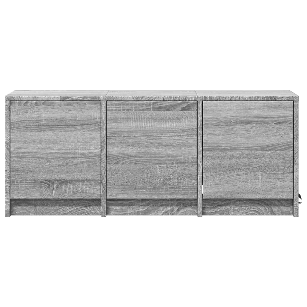 szürke sonoma színű szerelt fa TV-szekrény LED-del 97x34x40 cm