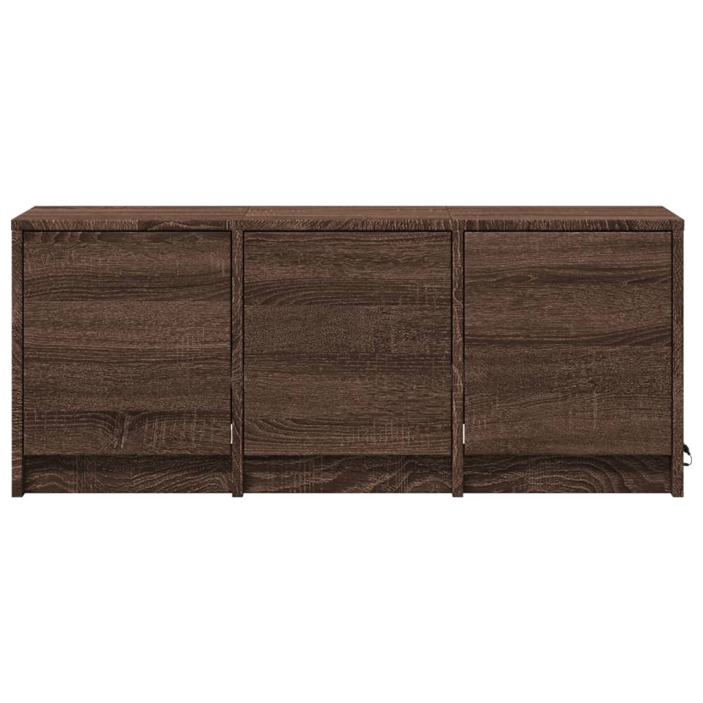 barna tölgy színű szerelt fa TV-szekrény LED-del 97x34x40 cm