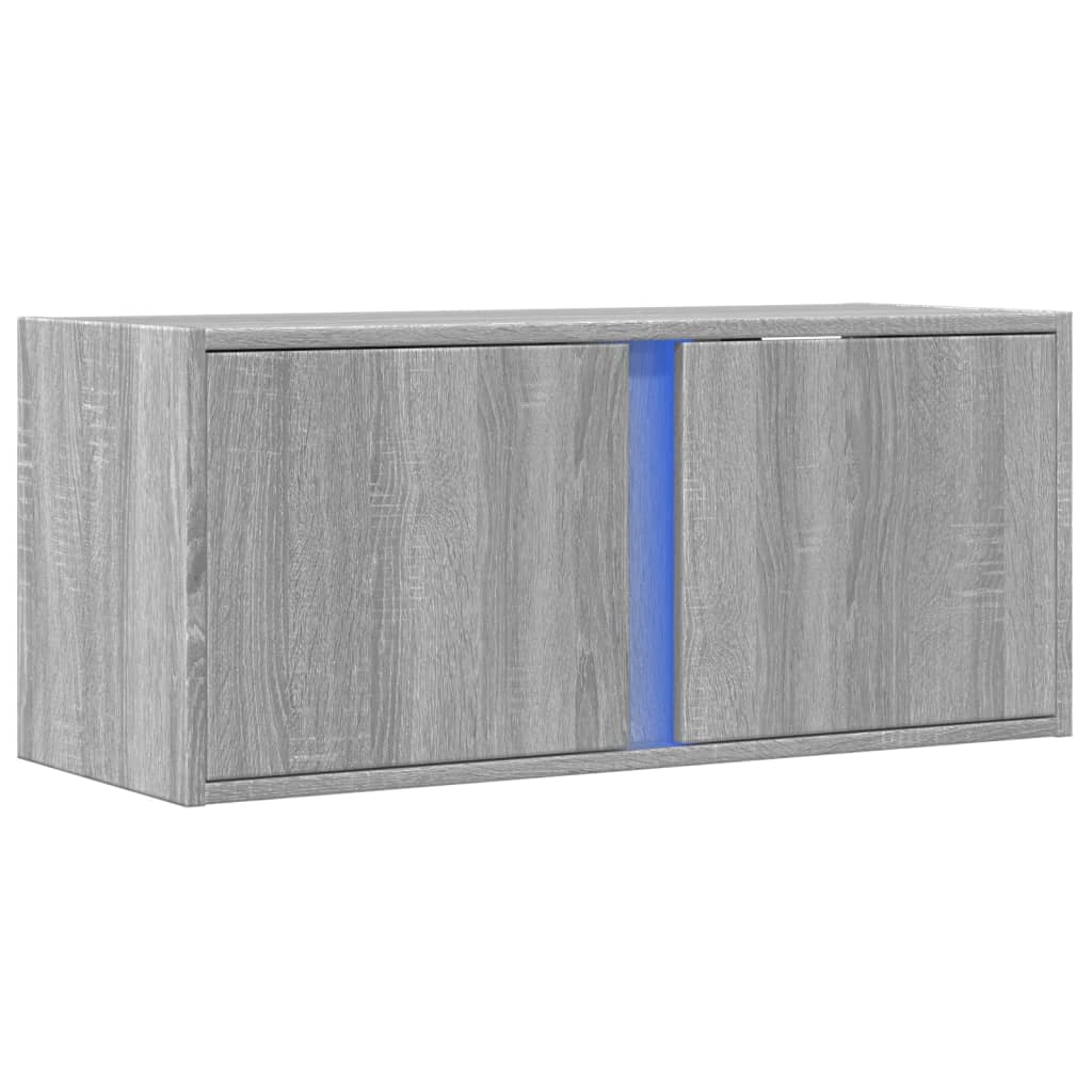 szürke sonoma színű fali TV-szekrény LED-del 80x31x35 cm