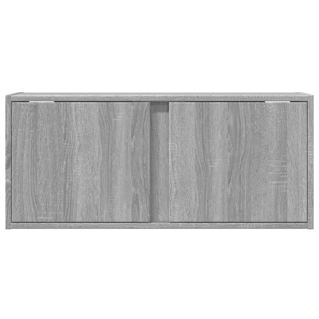 szürke sonoma színű fali TV-szekrény LED-del 80x31x35 cm