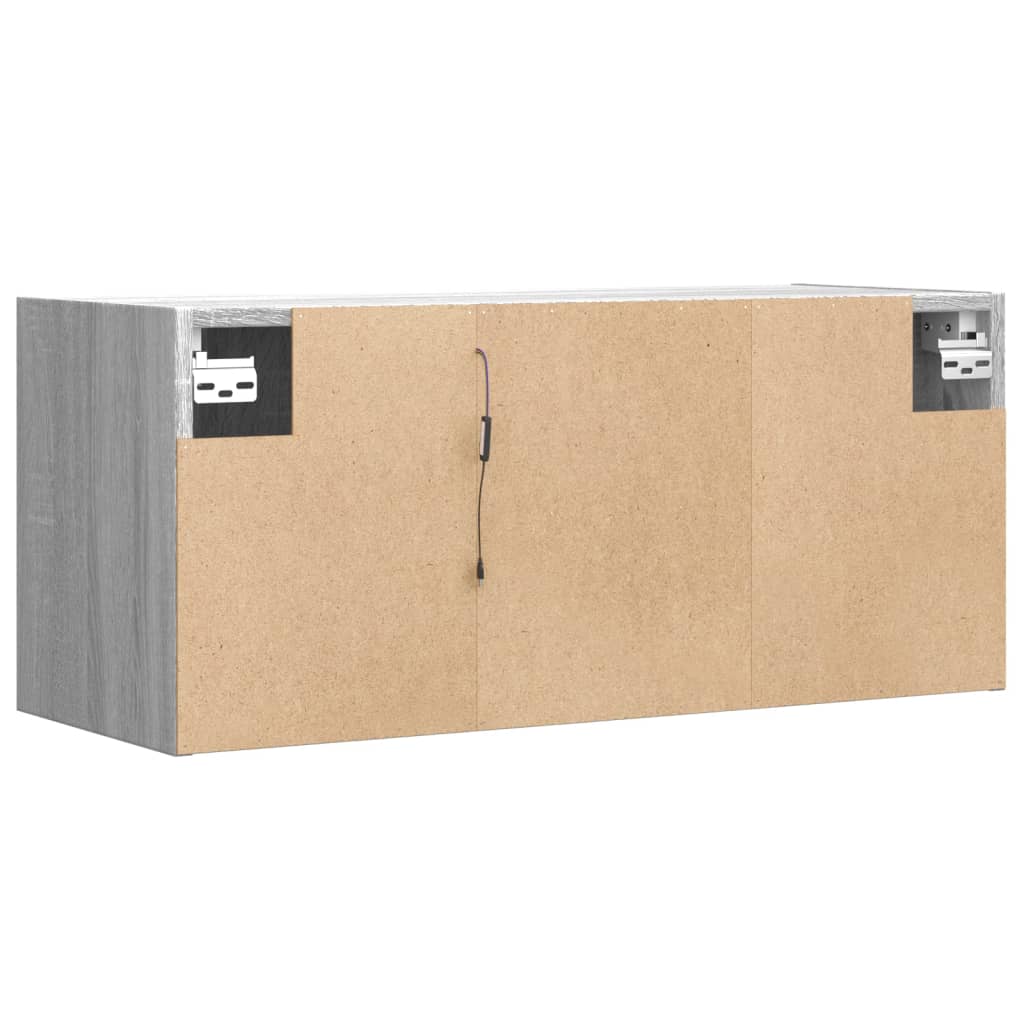 szürke sonoma színű fali TV-szekrény LED-del 80x31x35 cm