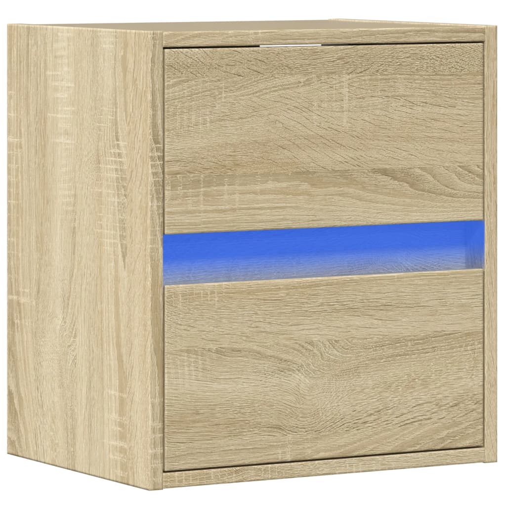 sonoma tölgy színű fali TV-szekrény LED-ekkel 41x31x45 cm