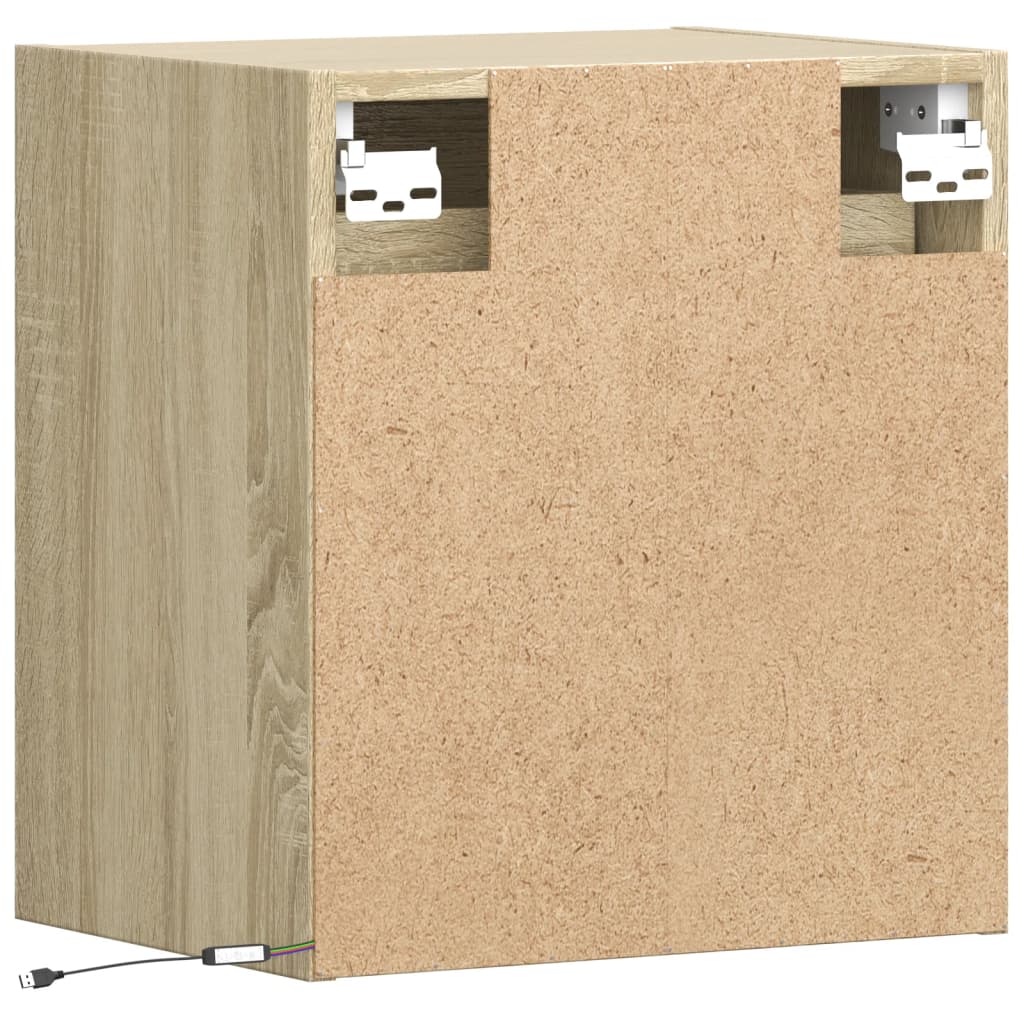 sonoma tölgy színű fali TV-szekrény LED-ekkel 41x31x45 cm