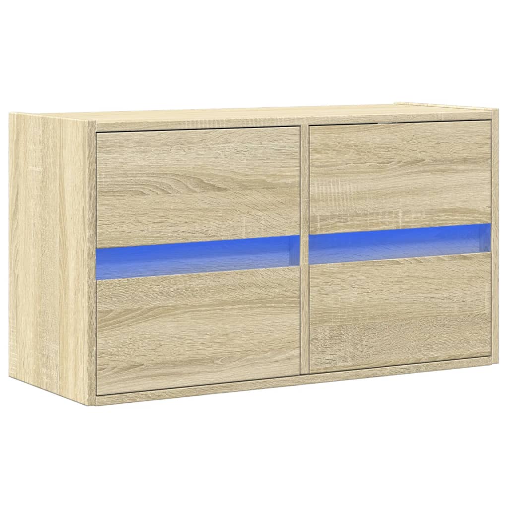 sonoma tölgy színű fali TV-szekrény LED-ekkel 80x31x45 cm