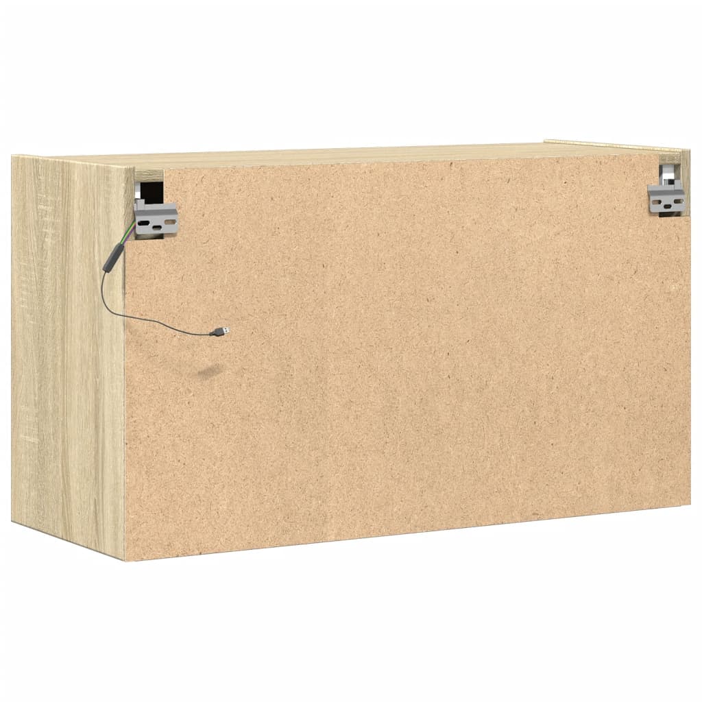 sonoma tölgy színű fali TV-szekrény LED-ekkel 80x31x45 cm