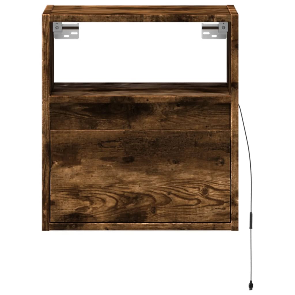 füstös tölgy színű fali TV-szekrény LED-ekkel 41x31x45 cm
