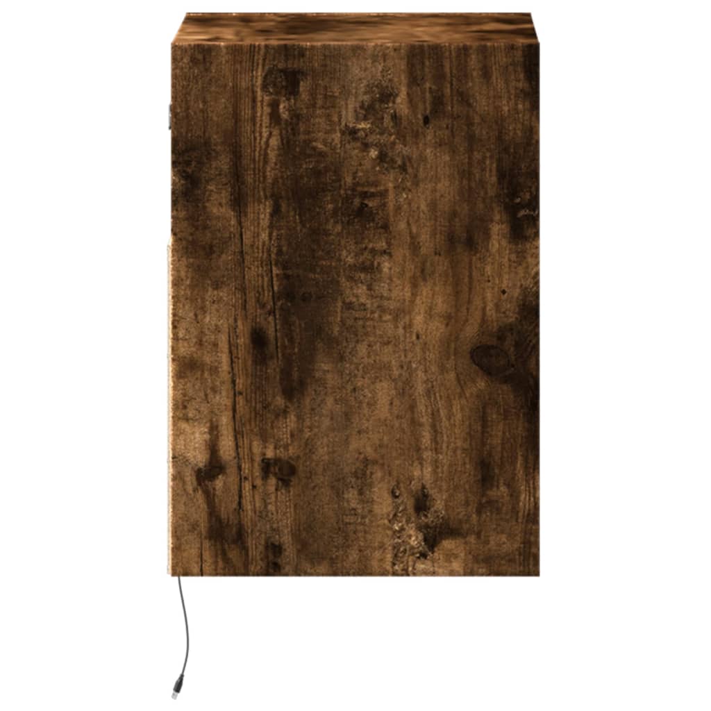 füstös tölgy színű fali TV-szekrény LED-ekkel 41x31x45 cm