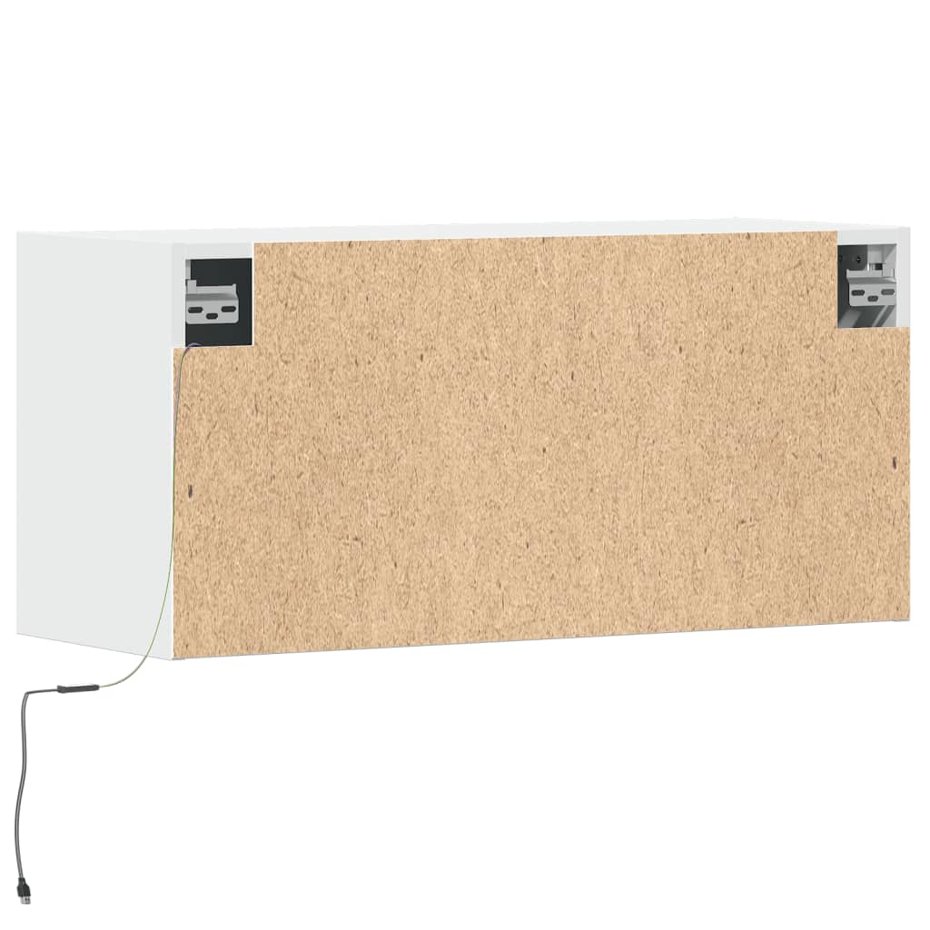 fehér falra szerelhető TV-szekrény LED-lámpákkal 80x31x35 cm