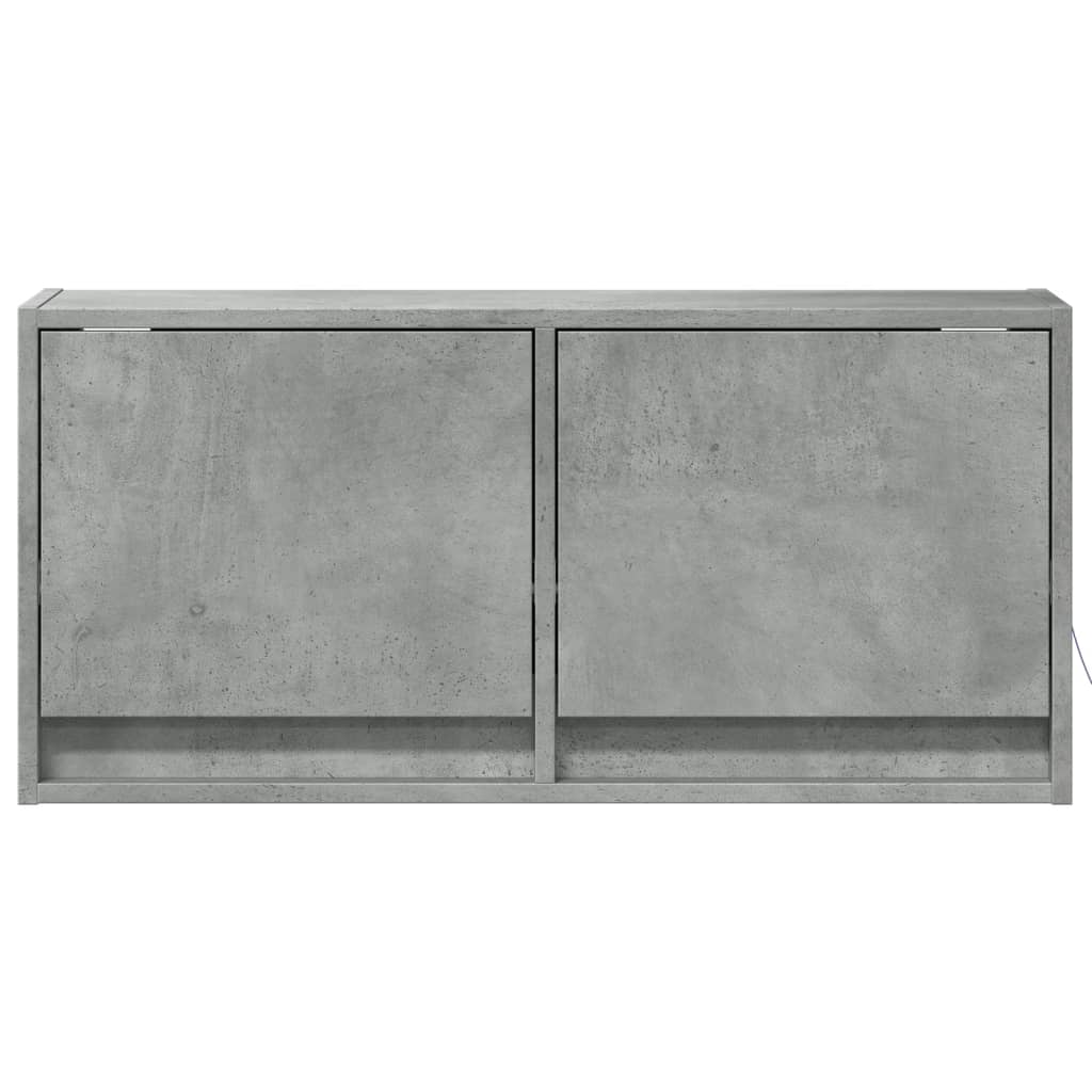betonszürke falra szerelhető TV-szekrény LED-del 80x31x35 cm