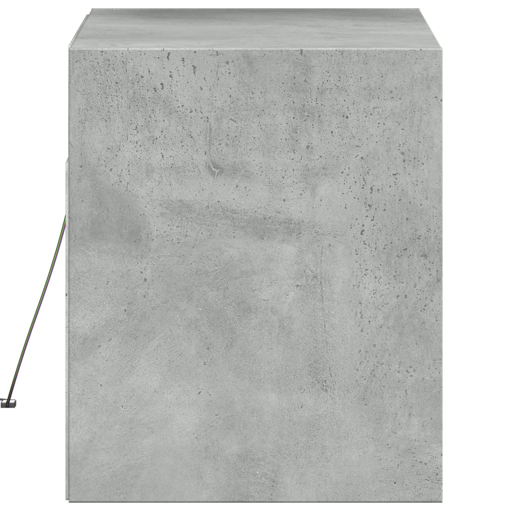 betonszürke falra szerelhető TV-szekrény LED-del 80x31x35 cm