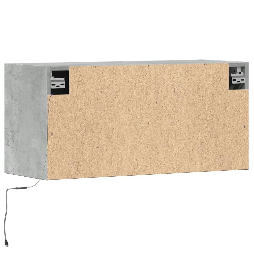 betonszürke falra szerelhető TV-szekrény LED-del 80x31x35 cm