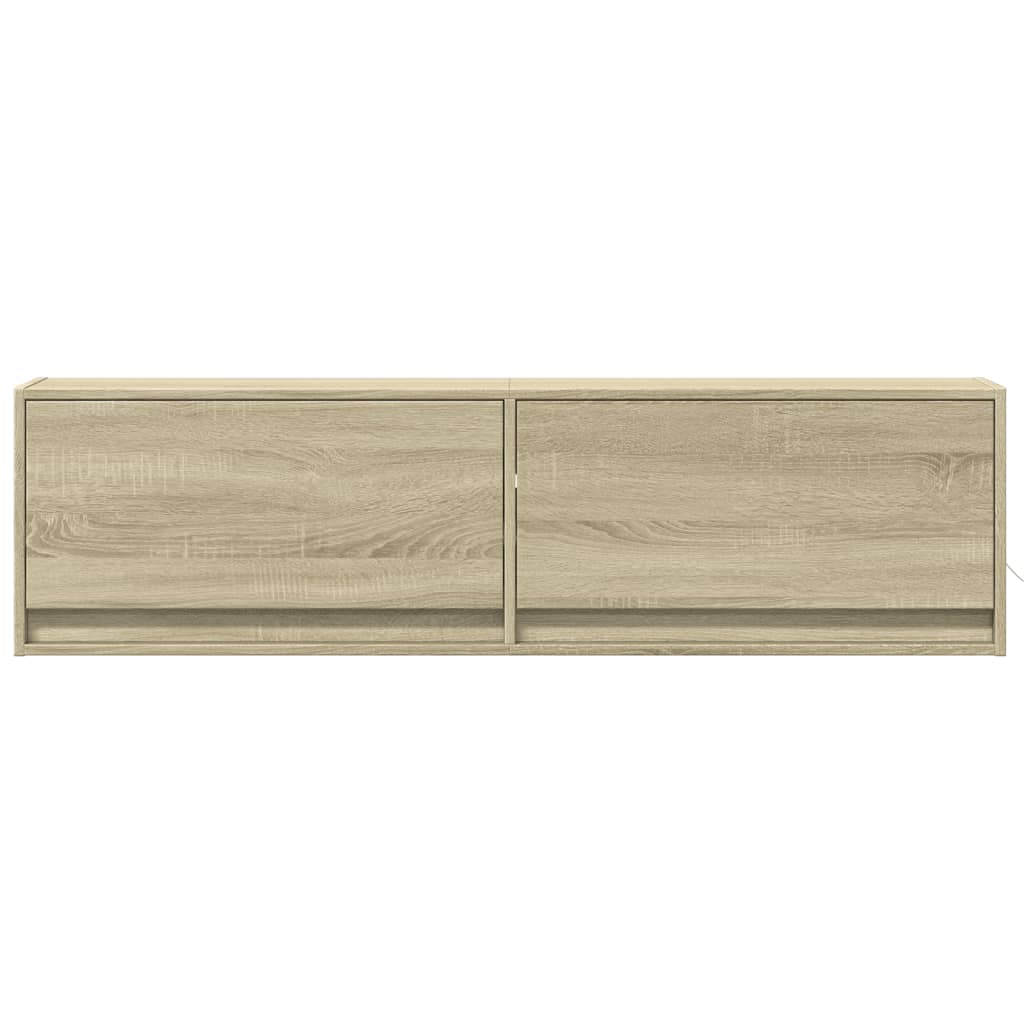 sonoma tölgy színű fali TV-szekrény LED-ekkel 140 x 31 x 38 cm