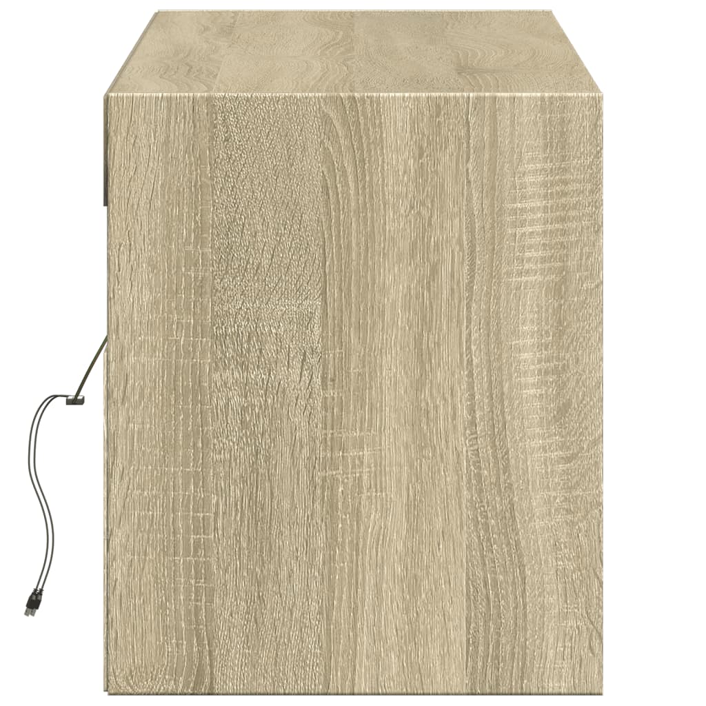 sonoma tölgy színű fali TV-szekrény LED-ekkel 140 x 31 x 38 cm