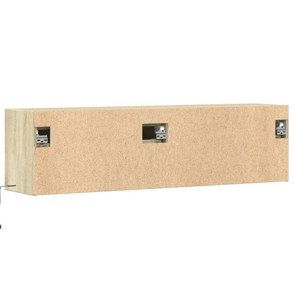 sonoma tölgy színű fali TV-szekrény LED-ekkel 140 x 31 x 38 cm