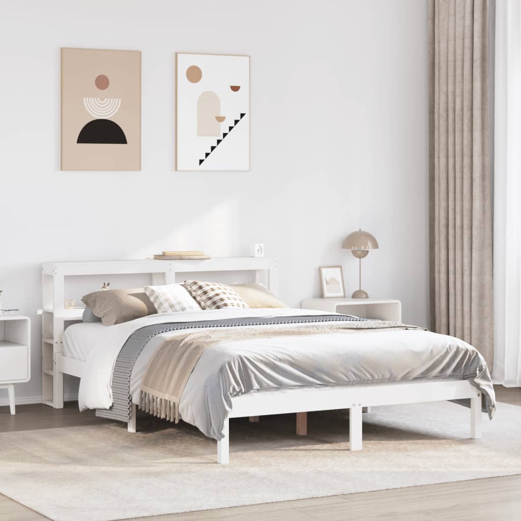 fehér tömör fenyőfa ágy matrac nélkül 120 x 190 cm