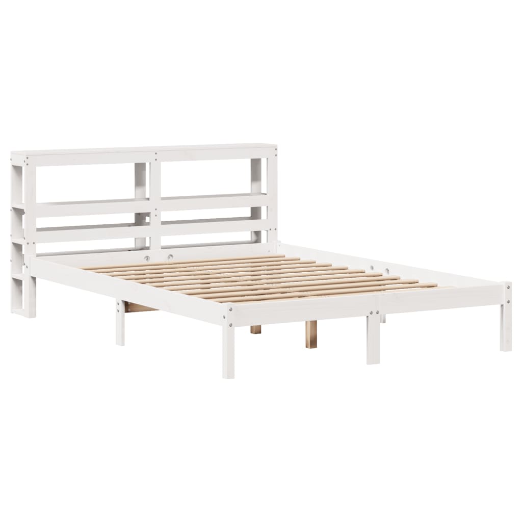 fehér tömör fenyőfa ágy matrac nélkül 140x190 cm