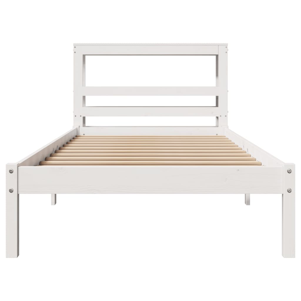 fehér tömör fenyőfa ágy matrac nélkül 90 x 200 cm
