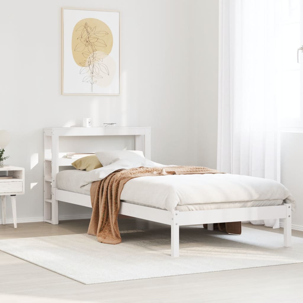 fehér tömör fenyőfa ágy matrac nélkül 90 x 200 cm