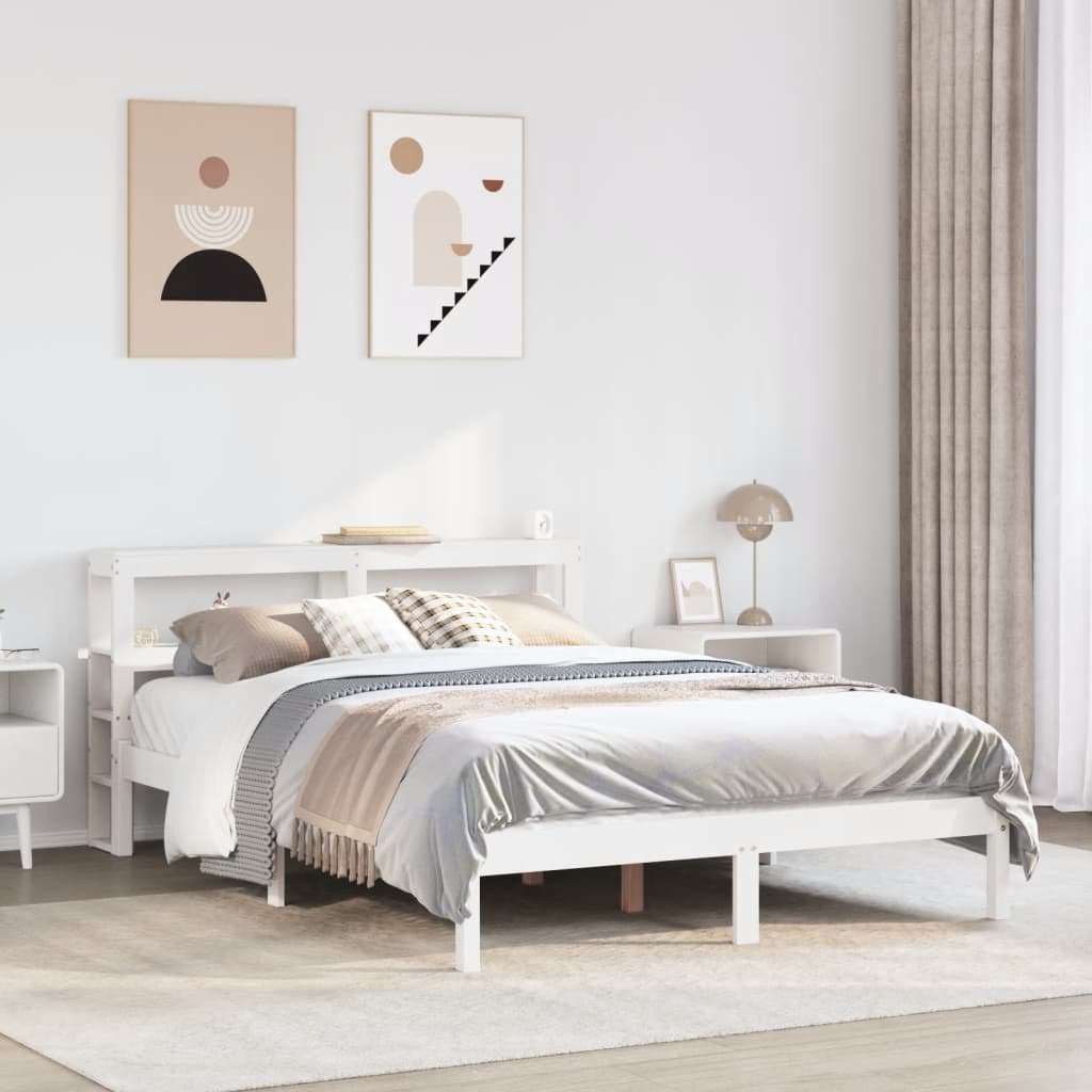 fehér tömör fenyőfa ágy matrac nélkül 140 x 200 cm