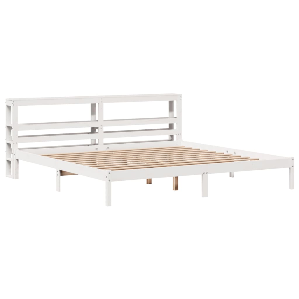 fehér tömör fenyőfa ágy matrac nélkül 200 x 200 cm