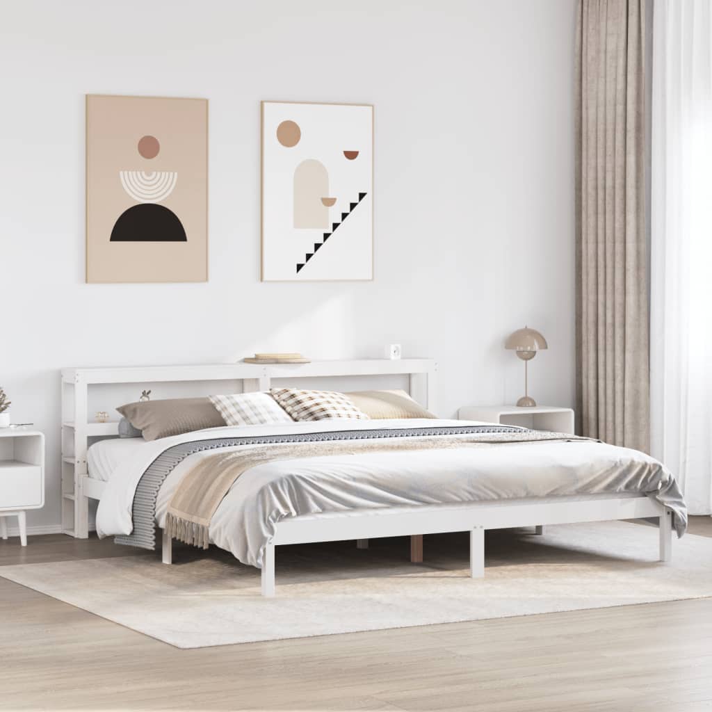 fehér tömör fenyőfa ágy matrac nélkül 200 x 200 cm