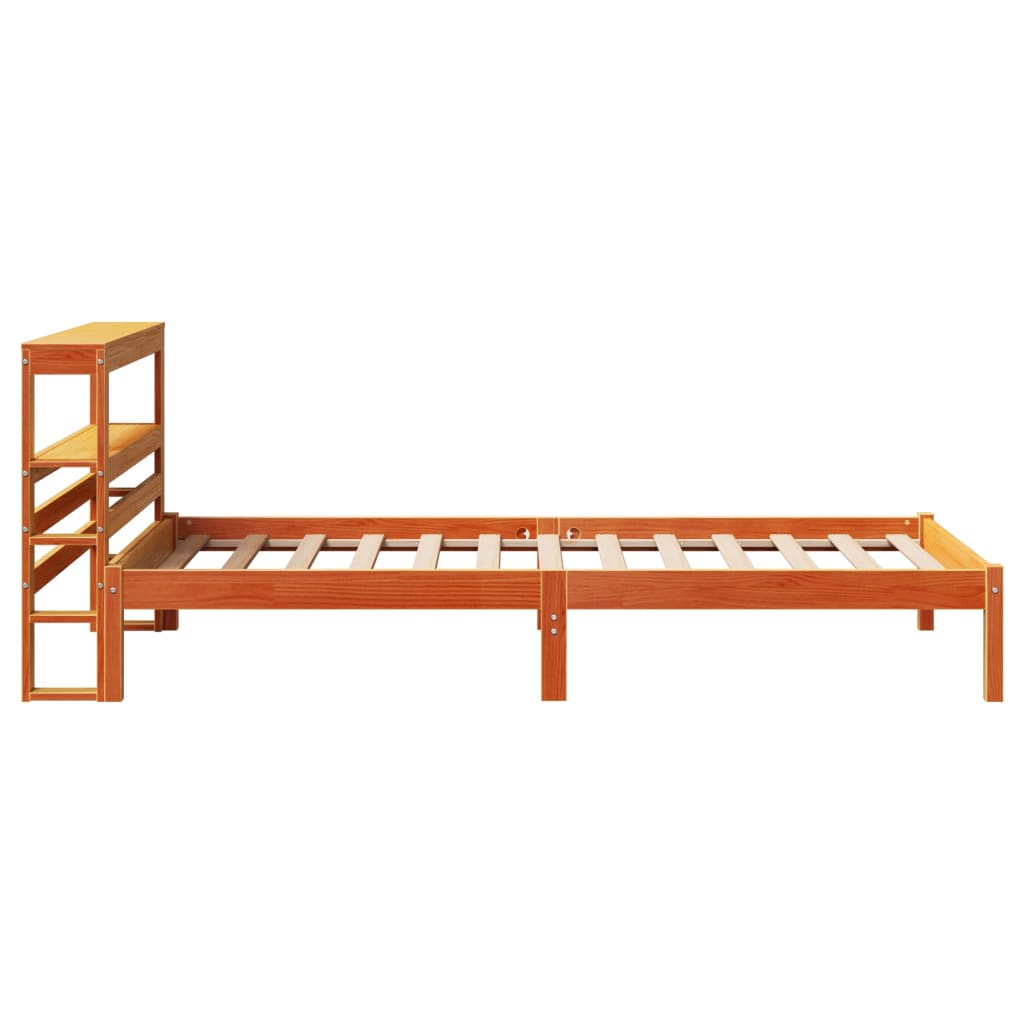 viaszbarna tömör fenyőfa ágykeret fejtámlával 75 x 190 cm