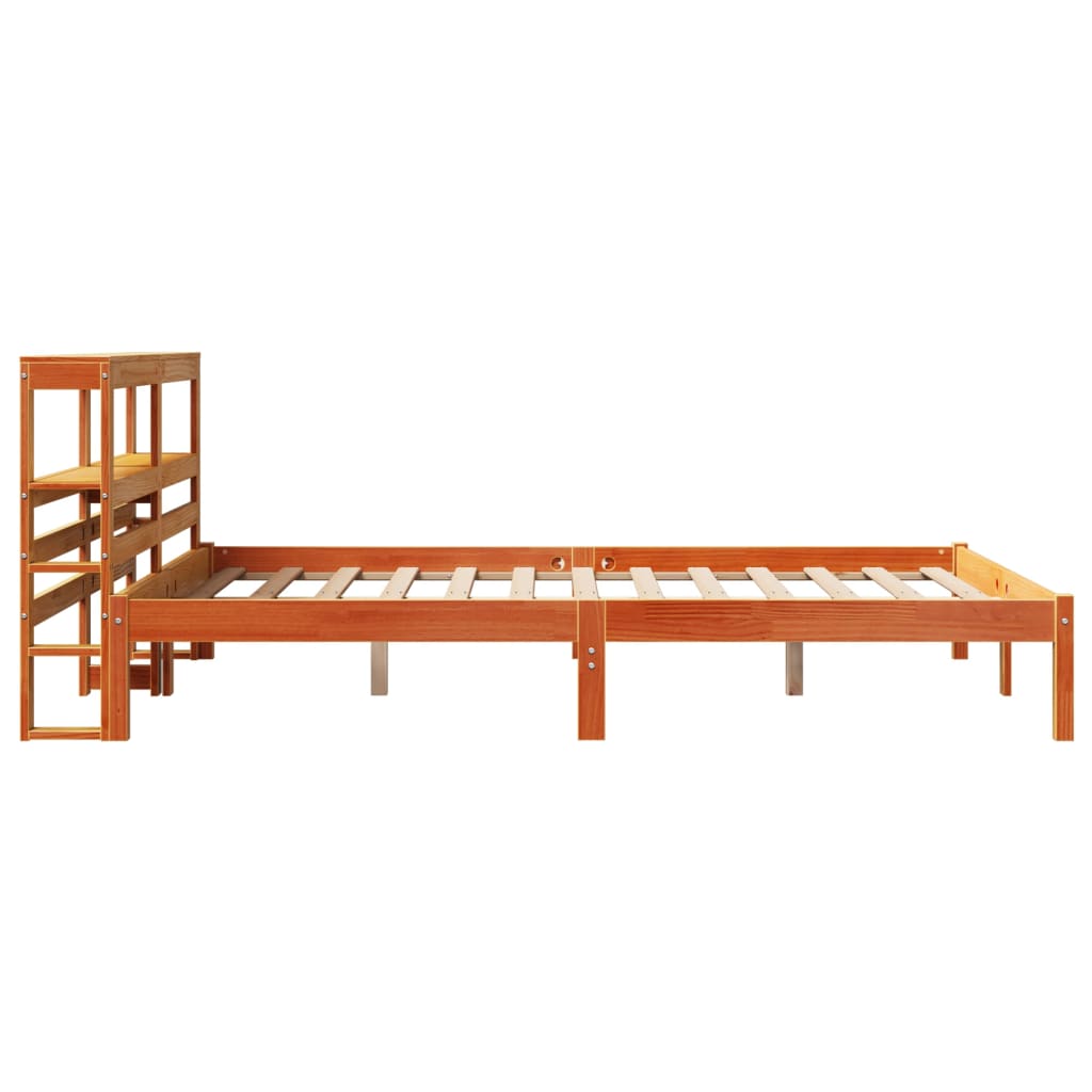 viaszbarna tömör fenyőfa ágykeret fejtámlával 150x200 cm