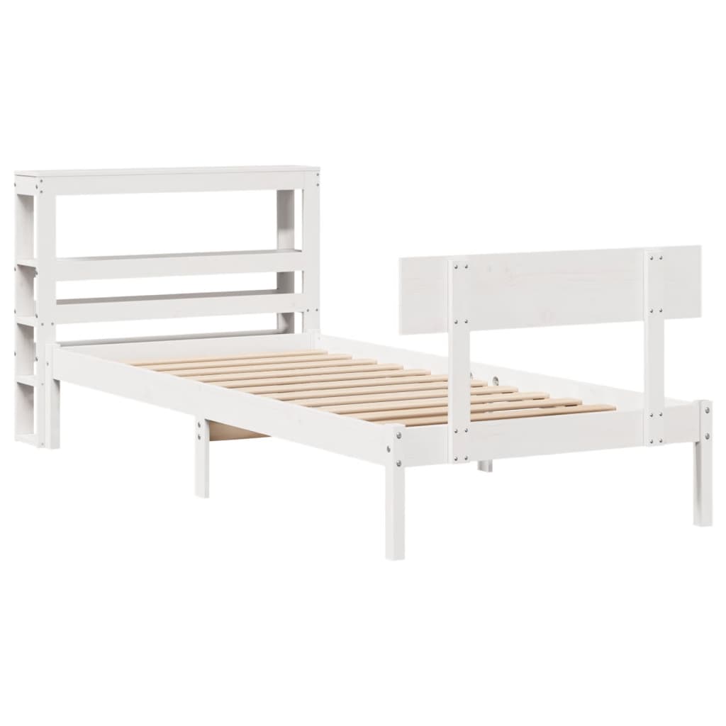 fehér tömör fenyőfa ágy matrac nélkül 75 x 190 cm