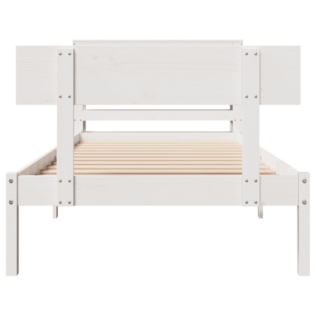 fehér tömör fenyőfa ágy matrac nélkül 75 x 190 cm