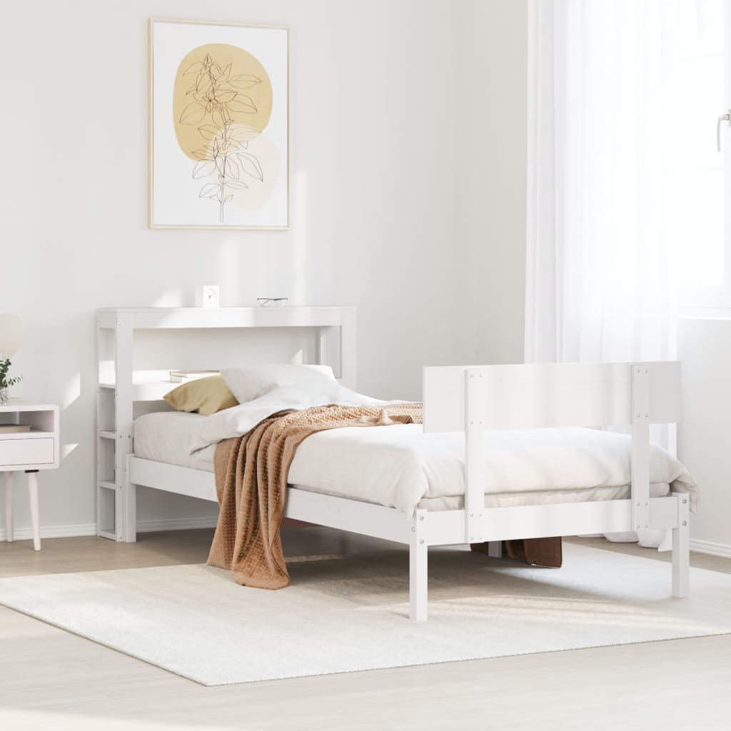 fehér tömör fenyőfa ágykeret matrac nélkül 90 x 190 cm