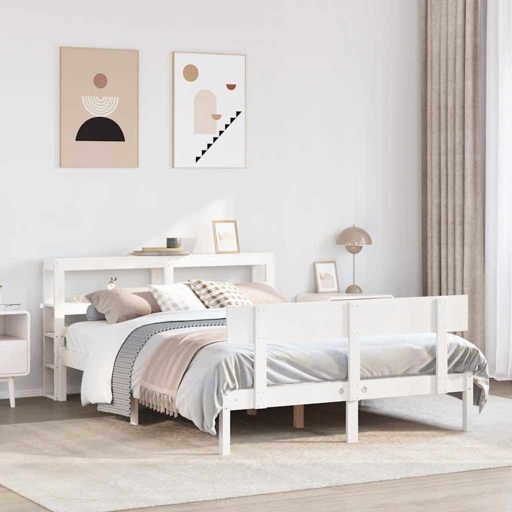fehér tömör fenyőfa ágy matrac nélkül 120 x 200 cm