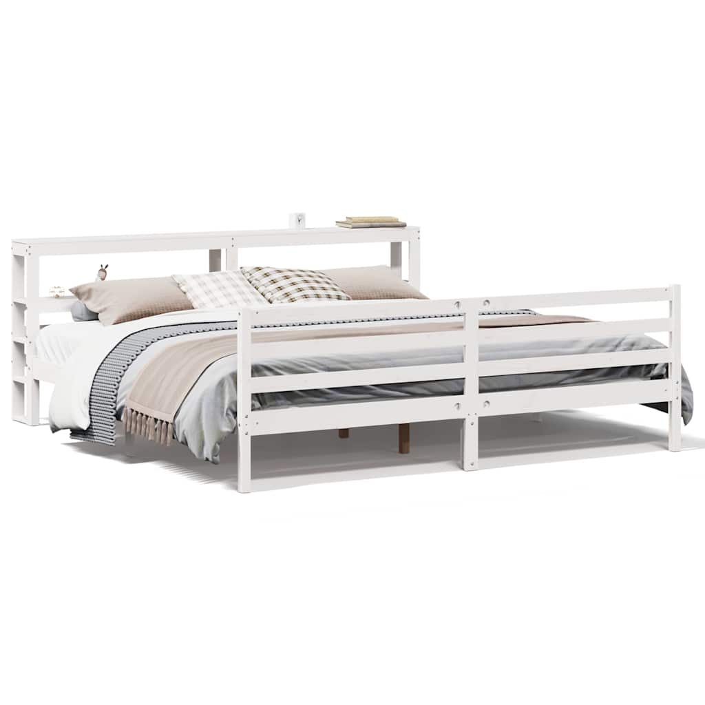 fehér tömör fenyőfa ágy matrac nélkül 200 x 200 cm