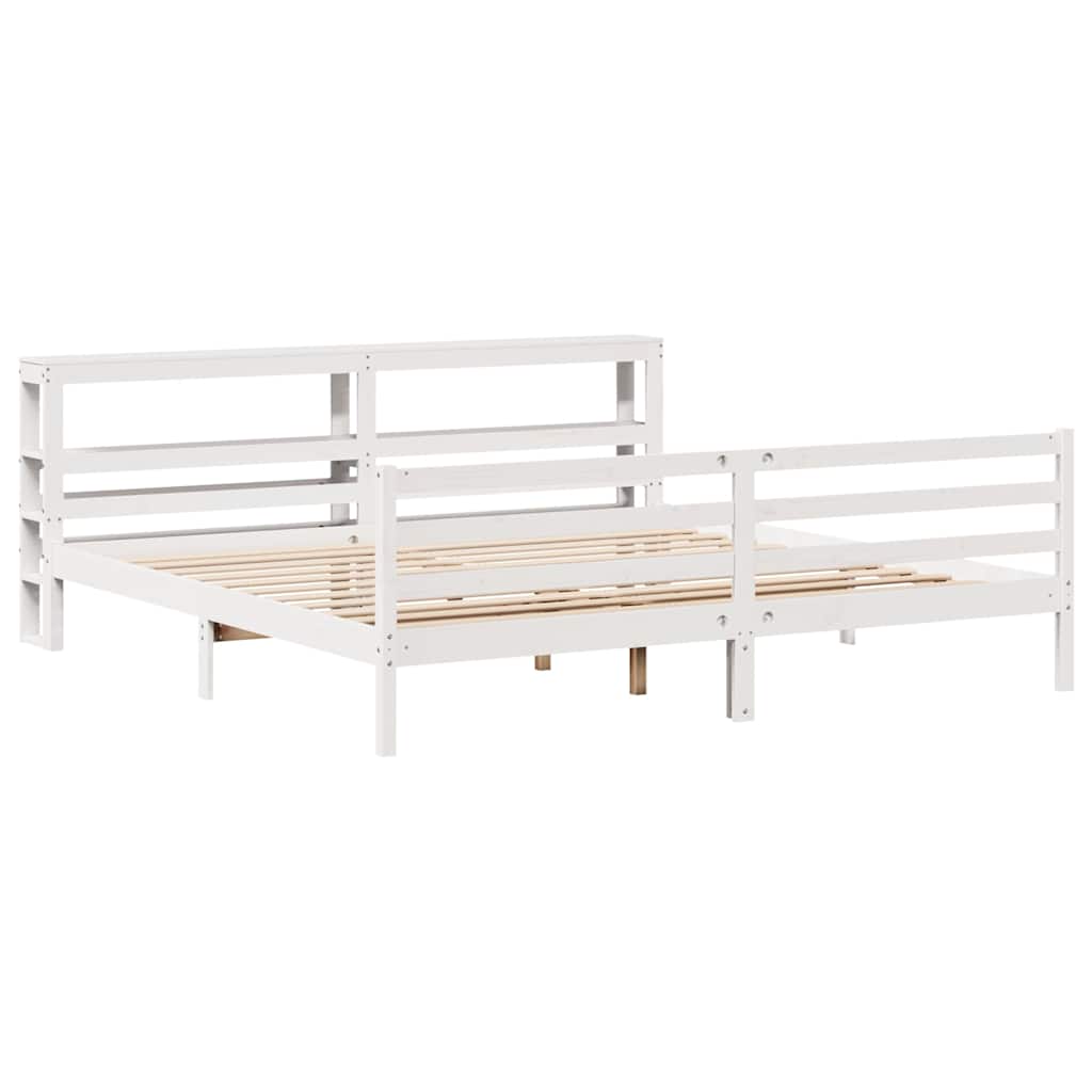 fehér tömör fenyőfa ágy matrac nélkül 200 x 200 cm