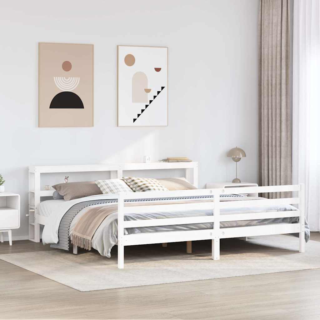 fehér tömör fenyőfa ágy matrac nélkül 200 x 200 cm