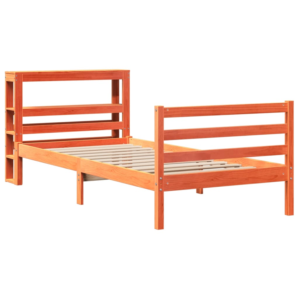 viaszbarna tömör fenyőfa ágy matrac nélkül 75 x 190 cm
