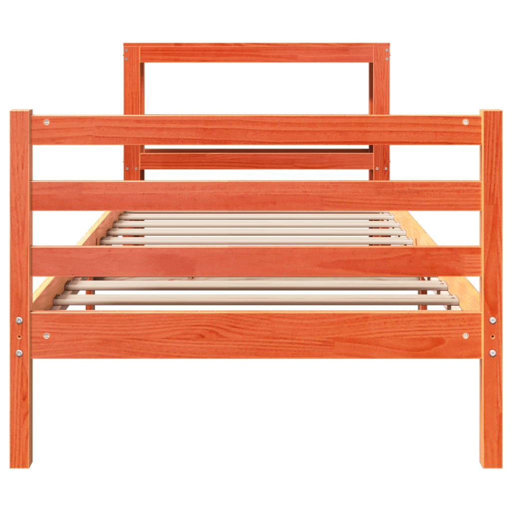 viaszbarna tömör fenyőfa ágy matrac nélkül 75 x 190 cm