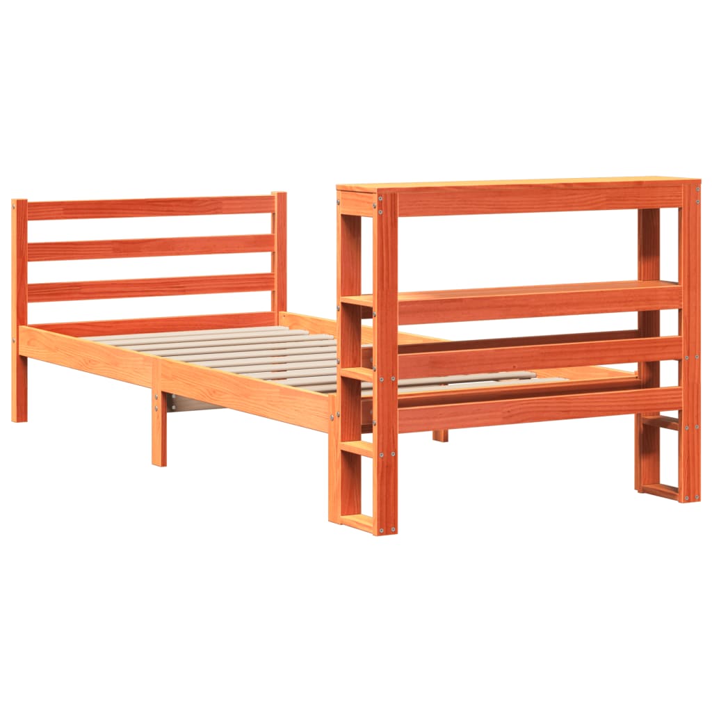 viaszbarna tömör fenyőfa ágy matrac nélkül 75 x 190 cm