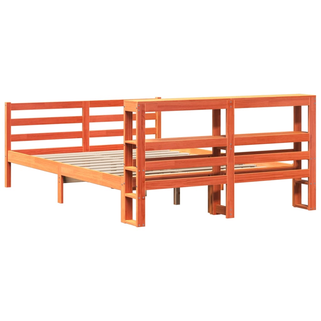 viaszbarna tömör fenyőfa ágy matrac nélkül 120 x 190 cm