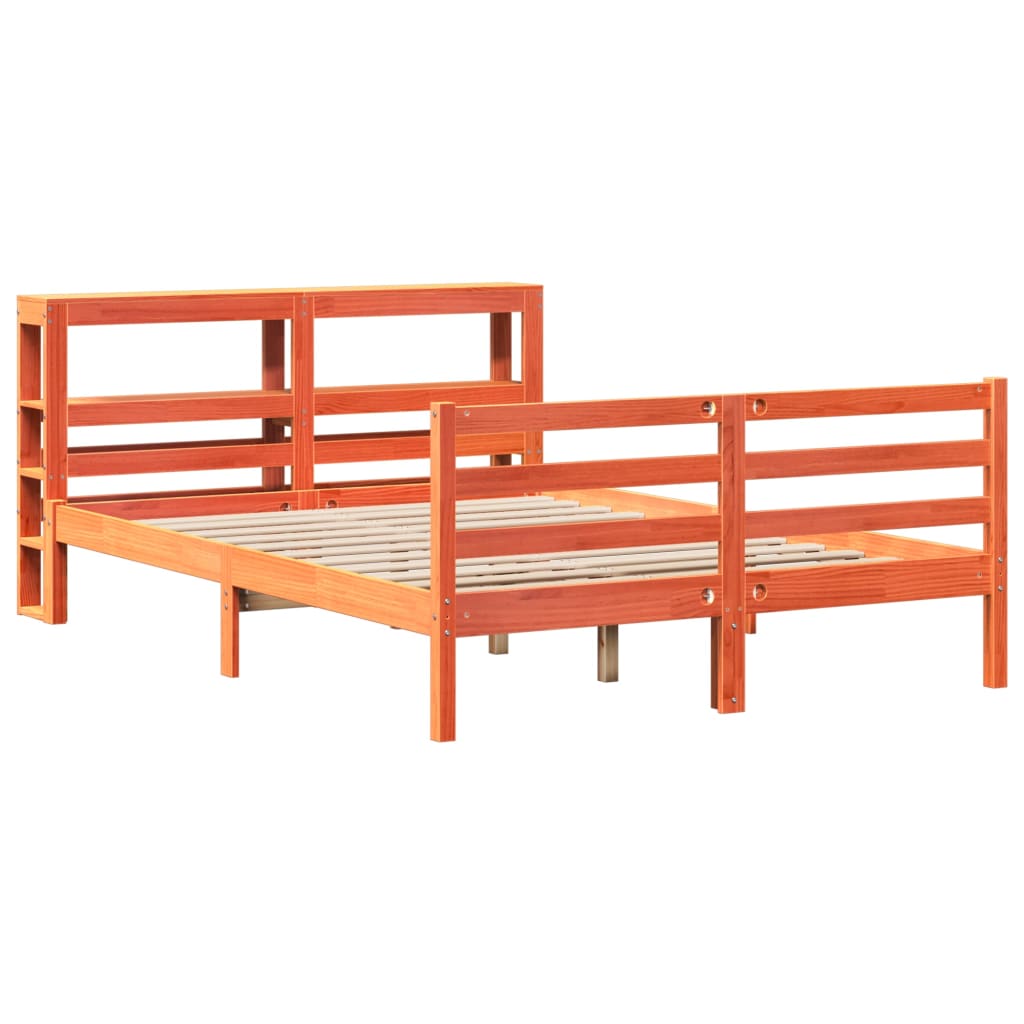 viaszbarna tömör fenyőfa ágy matrac nélkül 150 x 200 cm