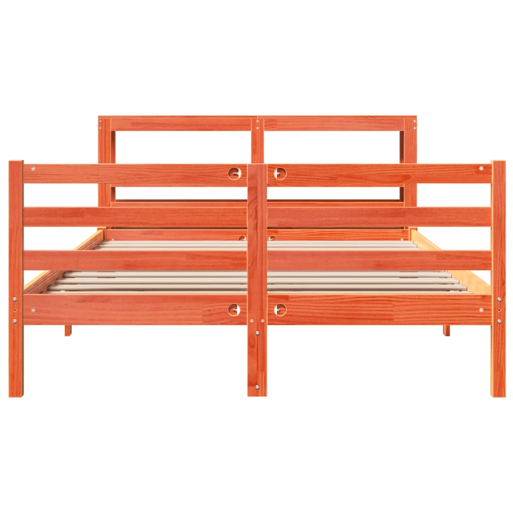 viaszbarna tömör fenyőfa ágy matrac nélkül 150 x 200 cm